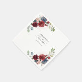 Floral Burgundy Waterverf Foliage Wedding Servet (Hoek)