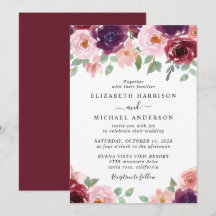 Floral Burgundy Waterverf Wedding