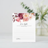 Floral Burgundy Wedding Date Night ideas Cards (Staand voorkant)