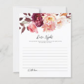 Floral Burgundy Wedding Date Night ideas Cards (Voorkant)