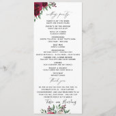 Floral Burgundy Wedding Flat Program Programmakaart (Achterkant)