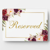 Floral Burgundy Wedding Gereserveerd 5x7 Tabel Fotoplaat (voorkant)