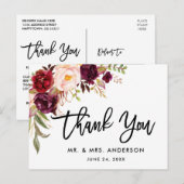 Floral Burgundy Wedding in het script in Brussel D Briefkaart (Voorkant / Achterkant)