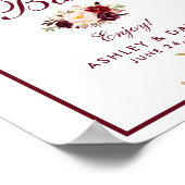 Floral Burgundy Wedding Mimosa Bar Poster (Hoek)