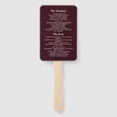 Floral Burgundy Wedding Programme Hand Fan Handwaaier (Achterkant)