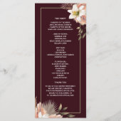 Floral Burgundy Wedding Programme Programmakaart (Achterkant)