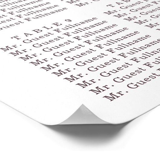 Floral Burgundy Wedding Seating Chart Poster (Hoek)