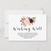 Floral Burgundy Wedding Wishing Well Kaart (Voorkant)