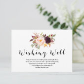 Floral Burgundy Wedding Wishing Well Kaart (Staand voorkant)