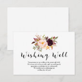 Floral Burgundy Wedding Wishing Well Kaart (Voorkant / Achterkant)