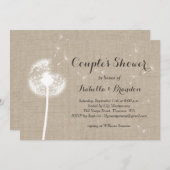 Floral Burlap Couple's Shower Invitation Kaart (Voorkant / Achterkant)