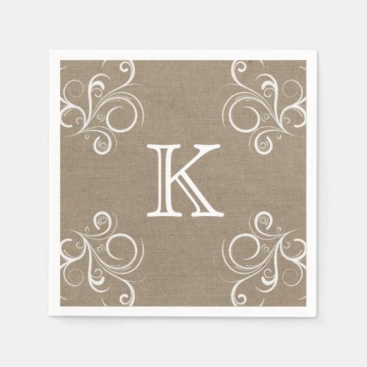 Floral Burlap Monogram servetten (Voorkant)