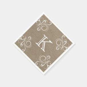 Floral Burlap Monogram servetten