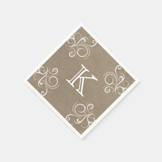 Floral Burlap Monogram servetten (Hoek)