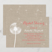 Floral Burlap Vrijgezellenfeest Invite (koraal) Kaart (Voorkant / Achterkant)