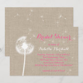 Floral Burlap Vrijgezellenfeest Invite (roze) Kaart (Voorkant / Achterkant)