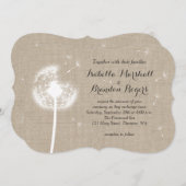 Floral Burlap Wedding Invitation Kaart (Voorkant / Achterkant)