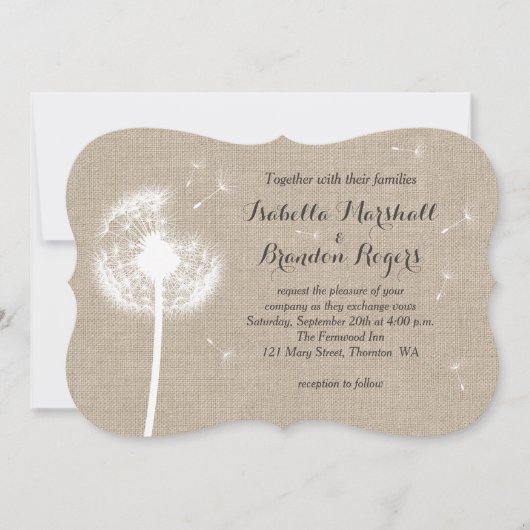 Floral Burlap Wedding Invitation Kaart (Voorkant)