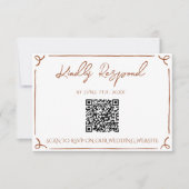 Floral Burnt Orange Terracotta QR Code Wedding RSVP Kaartje (Voorkant)