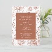 Floral Burnt Oranje Elegant Wedding Kaart (Staand voorkant)