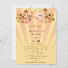 Floral Burnt Oranje Sunray Wedding Rehearsal Kaart