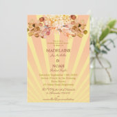 Floral Burnt Oranje Sunray Wedding Rehearsal Kaart (Staand voorkant)