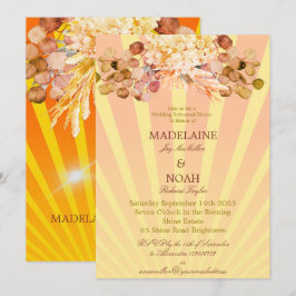 Floral Burnt Oranje Sunray Wedding Rehearsal Kaart