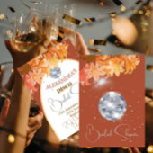 Floral Burnt Sinaasappel Silver Disco Vrijgezellen Kaart