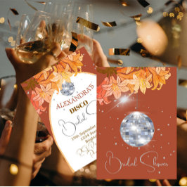 Floral Burnt Sinaasappel Silver Disco Vrijgezellen Kaart