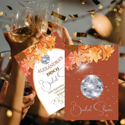 Floral Burnt Sinaasappel Silver Disco Vrijgezellen Kaart