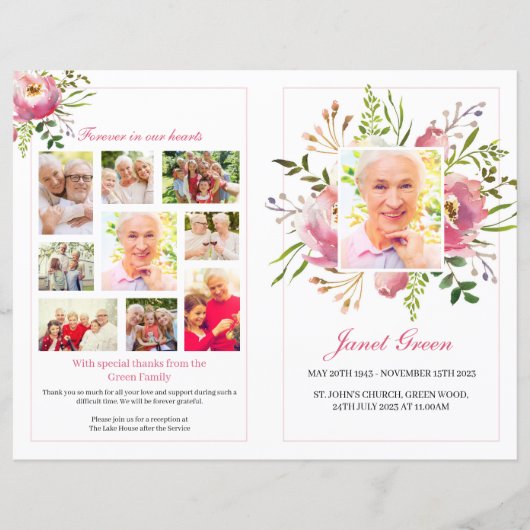 Floral Burst Funeral Program Sjabloon (Voorkant)