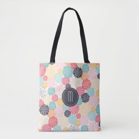 Floral Burst Monogram Tote Bag (Voorkant)