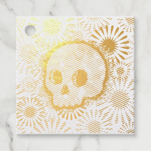 Floral Burst Skull Bedankjes Labels (Voorkant)