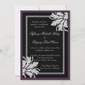 Floral Burst Wedding Invite Metallic (Eggplant) Kaart (Voorkant)