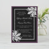 Floral Burst Wedding Invite Metallic (Eggplant) Kaart (Staand voorkant)