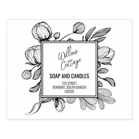 Floral Business Branding Rubber Stamp Rubberstempel (Afrduk)