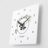 Floral Business Company Custom Logo & Name Girly Vierkante Klok (Hoek)