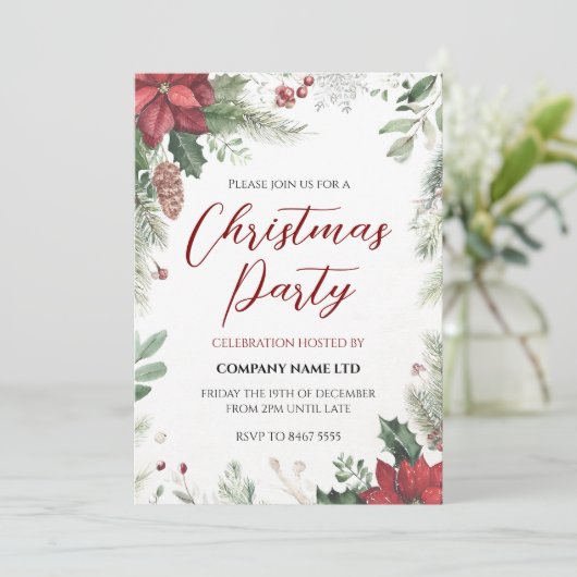 Floral Business Kerstfeest Uitnodiging (Staand voorkant)