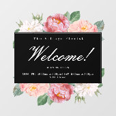 Floral Business Openingstijden Welkom, zwart, aang Raamsticker (Vel)