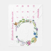 Floral Butterflies Baby Milestone Growth Tracker Fleece Deken (Voorkant)