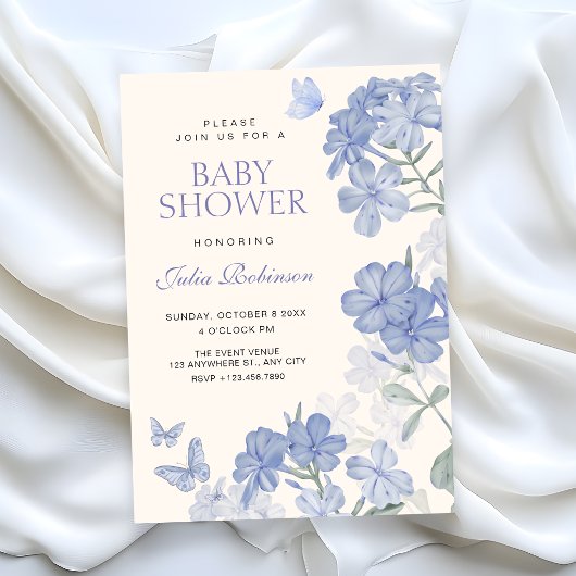 Floral butterflies baby shower kaart