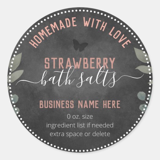 Floral Butterflies Custom Business Bath Salts Ronde Sticker (Voorkant)