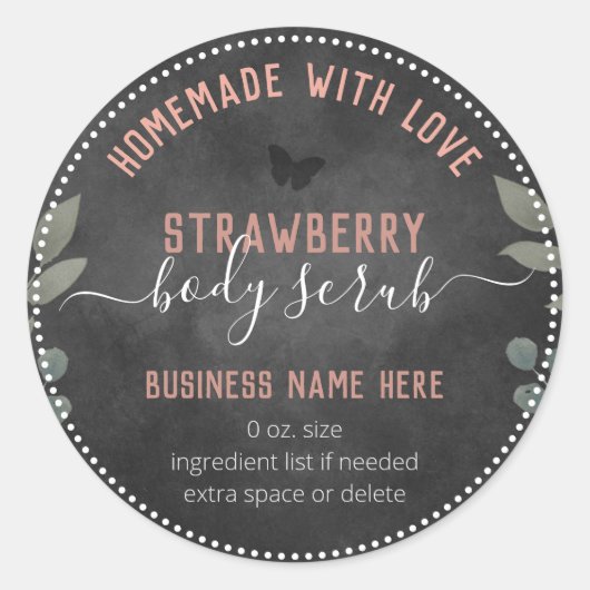 Floral Butterflies Custom Business Body Scrub Ronde Sticker (Voorkant)