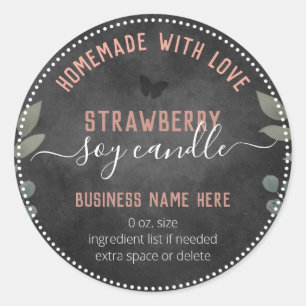 Floral Butterflies Custom Business Candle Ronde Sticker