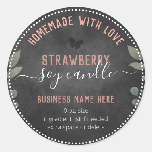 Floral Butterflies Custom Business Candle Ronde Sticker (Voorkant)