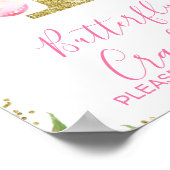 Floral Butterflies Gold Glitter 1e verjaardag Poster (Hoek)