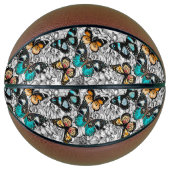 Floral Butterflies kleurig schetspatroon Basketbal (Voorkant)