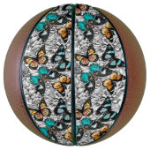 Floral Butterflies kleurig schetspatroon Basketbal (Verticaal)