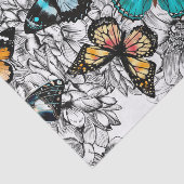 Floral Butterflies kleurig schetspatroon Tissuepapier (Detail)