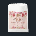 Floral Butterflies Pink Happy 16th Birthday Bedankzakje<br><div class="desc">Meisjes glitter,  milleniumroze achtergrond,  met fancy manuscriptnaam typografie. Faux roos gold 16 ballontekst. Roze en vlinderbovengrens. Geweldig voor Sweet 16 feestjes.</div>